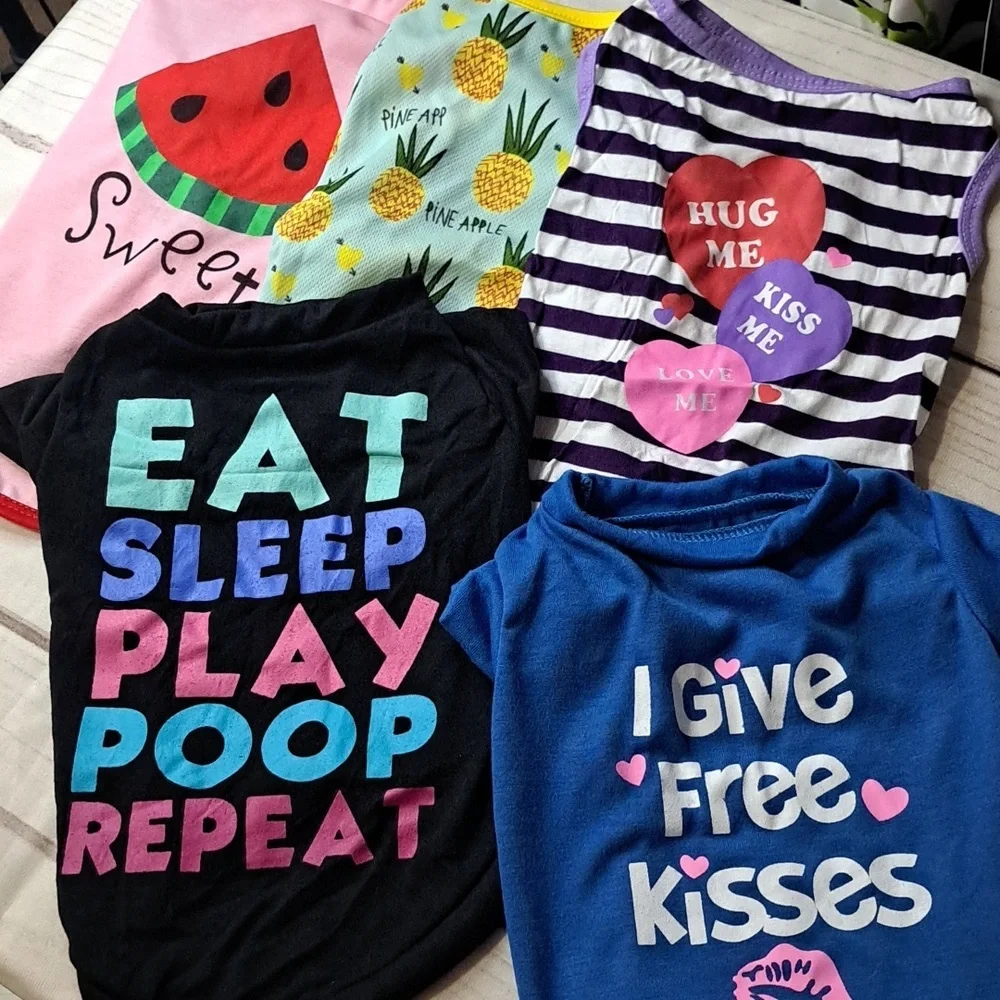 Set Of 5 Dog Or Cat Shirts Size Large See Measurements